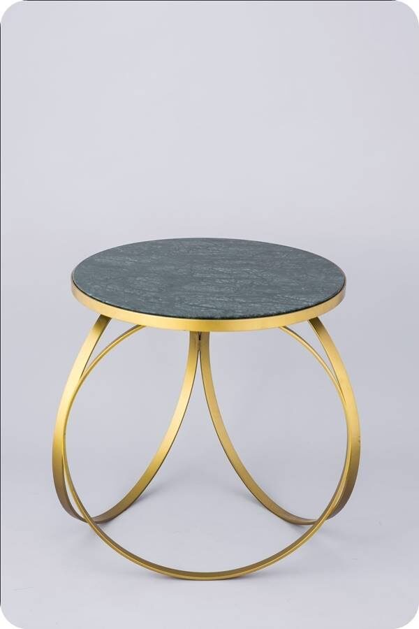 Emerald marble and gold ring side table