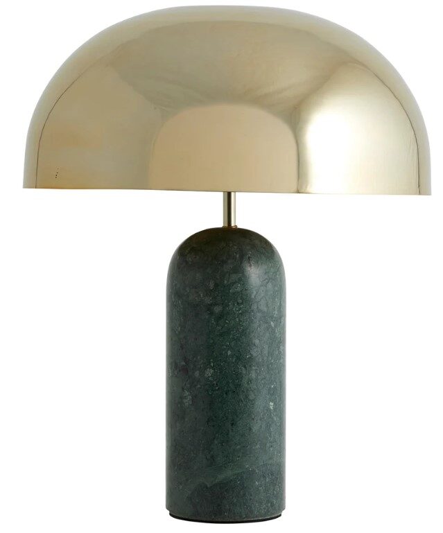 Gold dome and green marble table lamp
